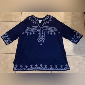 Catherines Blue 2X Top